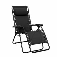 Amazon Basics Outdoor Textilene Adjustable Zero Gravity Folding Reclining Lounge Chair with Pillow (Black)