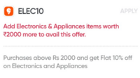 Flat 10% Off on Order above Rs. 20000 on Electronics 