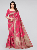 KALINI Pink & Gold-Toned Woven Design Zari Silk Blend Banarasi Saree