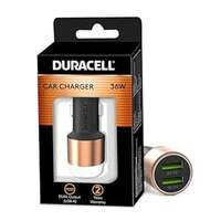 Duracell 36W Fast Car Charger Adapter with Dual USB Port. Qualcomm Certified 3.0, Quick Charge. Compatible with iPhone, All Smartphones, Tablets & More - Copper & Black 