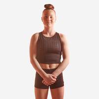 Decathlon DOMYOS Girls' Muscle Back Gym Crop Top - Black