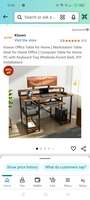 Klaxon Office Table for Home | Workstation Table Desk for Home Office | Computer Table for Home PC with Keyboard Tray (Modesta-Forest Dark, DIY Installation)