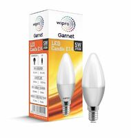 Wipro Garnet 5 W E14 Base Frosted Candle LED Bulb | Warm White (2700K) | Pack of 1 | Clear optics for sparkling effect | LED Filament Bulb for Home, office, chandellior, decorative lamp shade