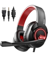 EKSA T8 Ps4 Gaming Wired Over Ear Headphones with Mic with Noise Canceling, Pc with Surround Stereo Sound, Led Light for Ps4, Pc, Laptop (RED)