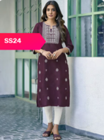 Skylee Purple Embroidered Straight Kurta