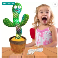 Dancing Cactus Repeats What You Say, Electronic Plush Toy with Lighting, Singing Cactus 