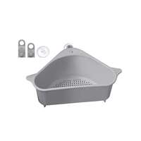 Suzec Plastic Triangle Shape Sink Storage Rack Drain Shelf Suction Cup Sink Soap Holder Kitchen Sucker Storage Drain Rack Corner Organizer, Multifunctional Kitchen Drainer Storage Rack (Multicolor)