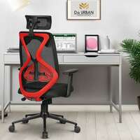 Da URBAN® Merlion Office Chair,High Back Mesh Ergonomic Home Office Desk Chair with 3 Years Warranty, Adjustable Armrests,Adjustable Lumbar Support,Tilt Lock Mechanism (Red)