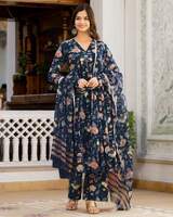 FABNEX Women Floral Print Flared Kurta with Pants & Dupatta