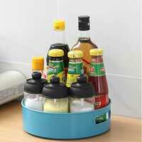 Stewit Multi-Purpose 360° Rotating Organizer Tray/Kitchen Organizer/Multi- Function Rotating Tray/Cosmetics Organizer (Blue, Pack of 1, Plastic)