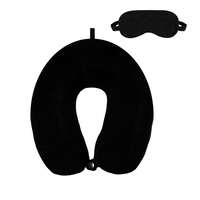 BigPlayer Travel Neck Pillow with Eye Mask – Memory Foam Support for Flights, Car, Train & Office Nap – Ergonomic U-Shaped Pillow for Neck Pain Relief