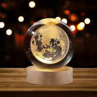 Zepto-Desidiya Moon 3D Crystal Ball Night Light - 2.4 Inch Led Glass Lamp And Home Decor @ 99 only