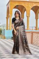 SWORNOF Womens Kanjivaram Silk Saree with Zari Woven Saree With Blouse Piece