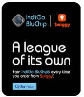 Earn 1 Indigo Bluchip For Every Rs.100 Spent On Swiggy App & 3 Months Free Swiggy One Membership 