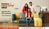 Pepperfry Festive Price Drop Sale - Up to 75% Off + 20% Cashback + Extra Rs.3500 Off on ICICI Bank Cards on Furniture & Decor
