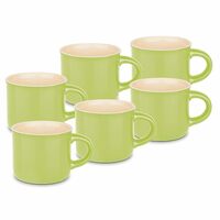 TREO Ceramic Mug - Set of 6, Parrot Green, 95ml