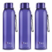CELLO My Tag PET Water Bottle | 100% food grade | Leak proof and Break proof | Set of 3-1000ml | Violet