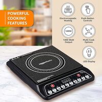 Amazon Basics Induction Cooktop with 1400-Watt Power, Toughened Plate, LED Display, Auto Shut Off (Black)