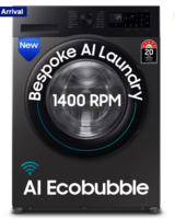 SAMSUNG 12 kg 5 Star, AI Ecobubble, Super Speed, Wi-Fi, Hygiene Steam, Digital Inverter Motor Fully Automatic Front Load Washing Machine with In-built Heater Black, Grey  (WW12DG5B24AXTL)