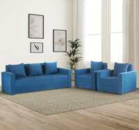 Amazon Brand - Solimo Epiphone 3+1+1 Leather Sofa Set (Blue)

