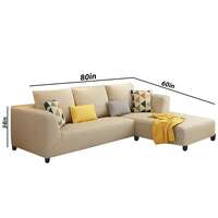 Casaliving Minta RHS 4 Seater L Shape Sofa Set for Living Room (Cream Colour Fabric) Premium Velvet Fabric Sofa Set

