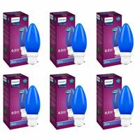 Philips LED Deco Blue 0.5W Glass Candle (Pack of 6)
