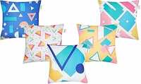 Amazon Brand - Solimo Suaz Polyester Printed Cushion Covers, Set of 5, 16 x 16 Inch