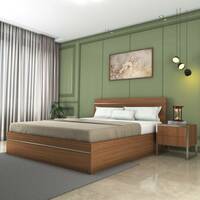 Flipkart Perfect Homes Birmingham Engineered Wood King Bed  (Finish Color - Planked Walnut, Delivery Condition - Knock Down)