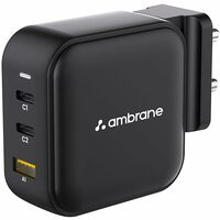 Ambrane 65W Charger Adapter, 3 Ports - 2 Type C & 1 USB