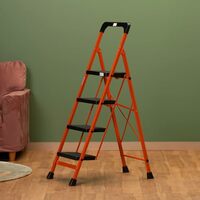 BonKaso Premium Steel Multipurpose Climb Easy Anti-Slip 4-Step Foldable Ladder 