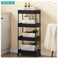 ADA Slim 4-Layer Rolling Storage Rack with Wheels Kitchen Storage Organizer Trolley Plastic Kitchen Trolley  (DIY(Do-It-Yourself))