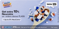 Tata Neu × 1mg | Extra 10% upto 200 Neucoins on Min Order ₹1499