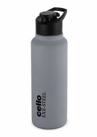 Cello Solido Exe Single Walled Stainless Steel Flask, 800ml, Grey | Leak Proof & BPA Free | Wide Mouth for Easy Sips | Flip Top Lid | Refrigerator Safe | Best for School, Yoga, College & Office
