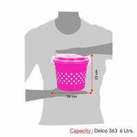 WONDER Delco 363 Printed Container with Side Lock-Handle, 6 Ltrs, Set of 2, Pink