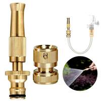 HoMedics Hose nozzle-Water Spray Gun Car Bike Washing Water Pressure Booster Brass Nozzle Suitable For 1/2 Nozzles Hose Pipe Clean Shave Car/- (Golden), 8 x 5 cm

