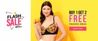 Clovia Flash Sale - Buy 1 Get 2 Free Padded Bras + Extra 239/100 off