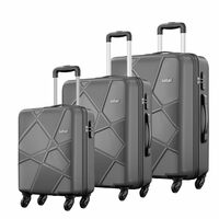 Safari Polypropylene (Pp) Pentagon Hardside Luggage Set of 3 Suitcase Trolley Bags - Dark Grey