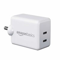 Amazon Basics 45W Dual Type C PD Adapter | Ultra Fast GaN Technology | Laptop Charger