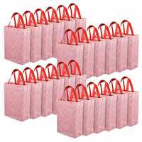  Kuber Industries Unisex-Adult Shopping Handbag | Grocery Shopping Bag | Reusable Shopping Bags | Vegetable Bag | Star-Print Carry Bag | Pack of 24 | Pink 