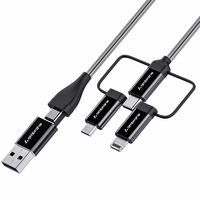 Ambrane 6-in-1 60W Fast Charging Cable with Micro, Type C & iPhone Support, Compatible with all devices , Tangle Free 1.5m(Hexa15, Black)