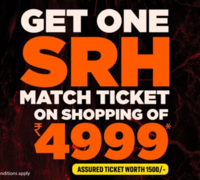 Upto 50% + Extra 5% Prepaid off + Freebies: Get SRH Match Ticket on shopping of 4999 