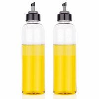 Stewit 1000ML Plastic Oil Dispenser Combo Pack for Olive Oil, Vinegar, Liquid Beverages for Kitchen with Airtight Dispenser Lid (Pack of 2), Transparent, Medium (ST-OD-POF2)