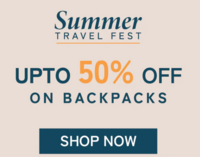 Zouk Summer Travel Fest - Upto 50% off on Backpacks + 10% cashback + Payment offer