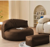 Haruto Leatherette Bean Bag with Footstool Filled with Beans In Brown Colour