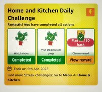 Home and Kitchen Daily Challenge - Get Flat Rs 150 back on Min Order Rs 1500 Reward
