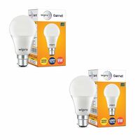 Wipro Garnet 9W LED Bulb for Home & Office |Warm White (2700K) | B22 Base|220 degree Light coverage |4Kv Surge Protection |400V High Voltage Protection |Energy Efficient | Pack of 2