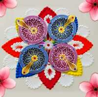 Pure Source India Decorative Terracotta Handmade Design Diya (Multicolour) (12 PCS)