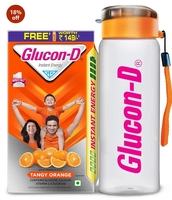 Glucon-D Tangy ( With FREE Sipper ) Orange Glucose Powder (1kg, Refill)| Tasty Orange Flavoured Glucose Drink| Provides Instant Energy| Vitamin C Boosts Immunity, Calcium for Intense Bone 