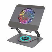 ZEBRONICS NS4000 PRO Rotatable Laptop Metal Stand,  Multi Angle,RGB Magnetic Fan, Anti-Slip Silicone Pads, Carbon Steel Body

