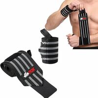 FitBox Sports Premium Wrist Supporter l Wrist Band with Extra Grip & Cotton Thumb Support (Black/Grey)